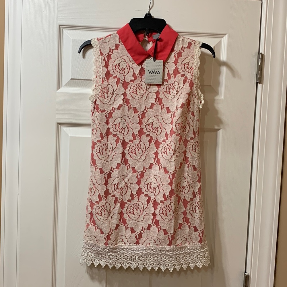 Pink Lacey Collared Mini Dress